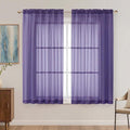 Purple Sheer Curtains 63 Inches Long 2 Panels Set, Light Filtering Sheer by OVZME