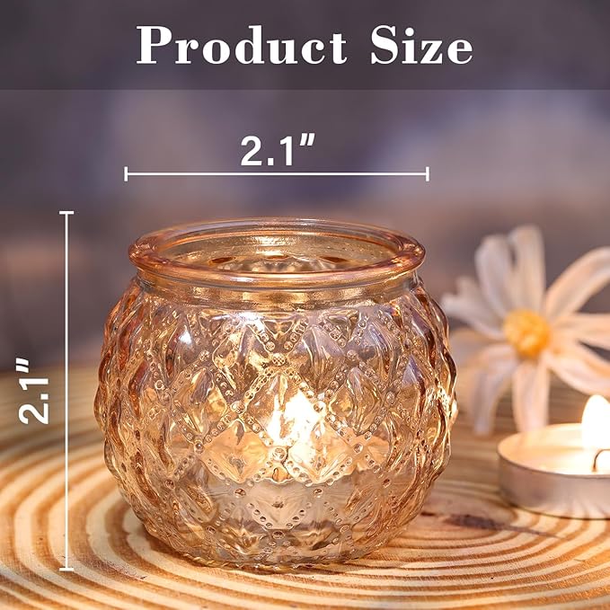 DARJEN Gold Votive Candle Holders Set of 24- Round Glass Candle Holders Bulk for Table Centerpiece, Tea Lights Candle Holders for Wedding Shower, Party, Home Decor