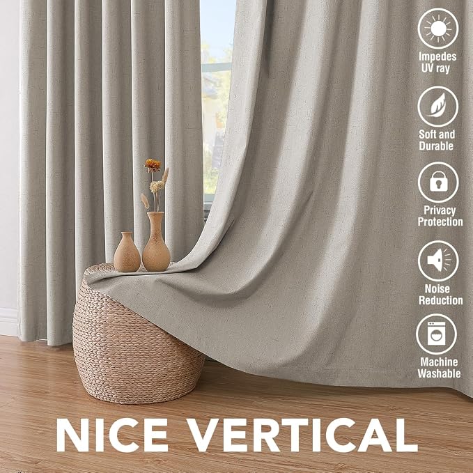 Primitive Linen Curtains 100% Blackout Curtain 63 Inches Long Burlap Fabric - Image 7