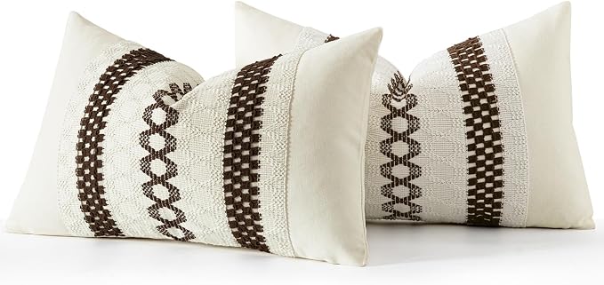 MIULEE Set of 2 Dark Brown Boho Decorative Lumbar Pillow Covers 12x20 Inch | - Image 7