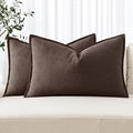 MIULEE Decorative Linen Lumbar Pillow Covers 12x20 Inch Reddish Brown | Boho by MIULEE