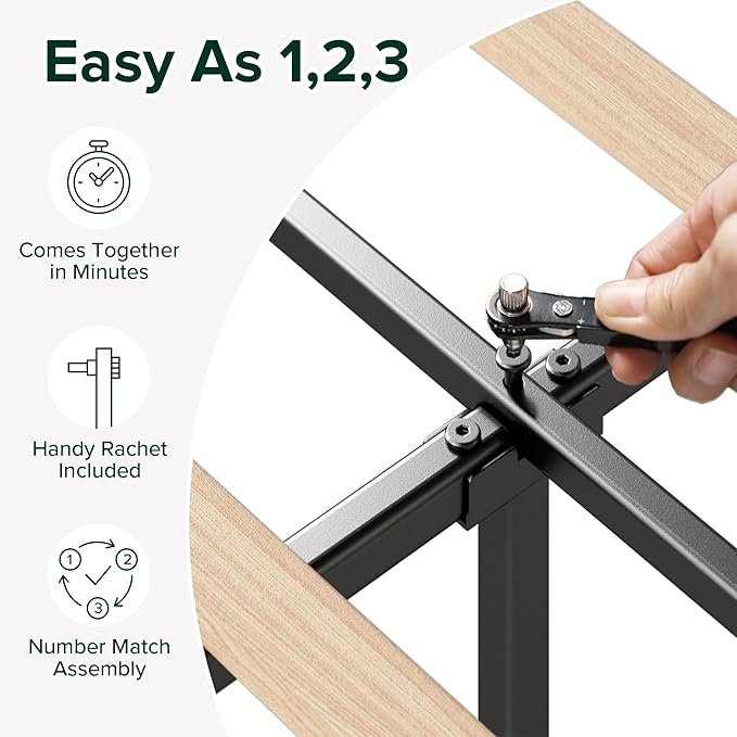 ZINUS Queen Maya Upholstered Bed Frame with Asymmetric Headboard, Durable Wooden Slats, Sturdy Framework, Noise Free Sleep, No Box Spring Needed, Easy Assembly, Eco Friendly Packaging, Dark Grey