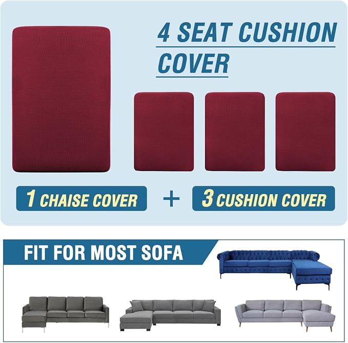 H.VERSAILTEX Sectional Couch Covers 4 Pieces Sofa Seat Cushion Covers L Shape - Image 8