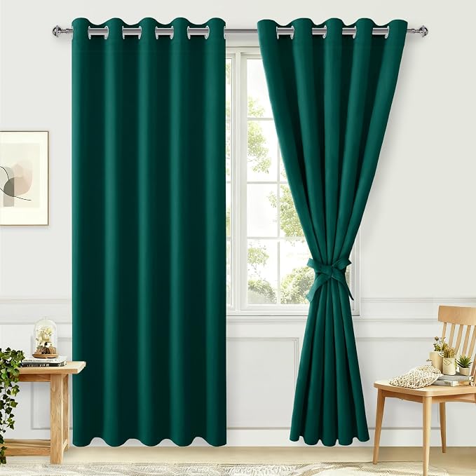 Blackout Curtains for Bedroom, 60 x 84 Inches Long, Hunter Green | Thermal by Hiasan