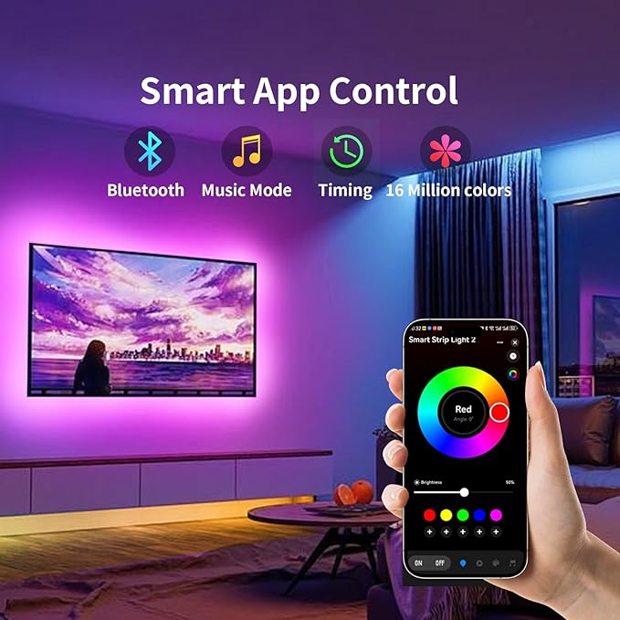 KSIPZE LED Lights for TV, 9.6ft TV led Backlight for 32-45 Inch TVs RGB TV Backlight Behind Music Sync Bluetooth APP & Touch Control TV LED Strip Lights USB Powered for Bedroom/Gaming