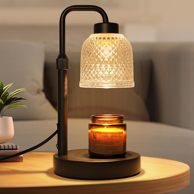 AIFEI Candle Warmer Lamp with Timer, Dimmable Adjustable Height Candle Lamp, Birthday Gifts for Women Mom Sister Friends, House Warming Gifts New Home, Candle Lamp Warmer with 2 Bulbs - CoalBlack