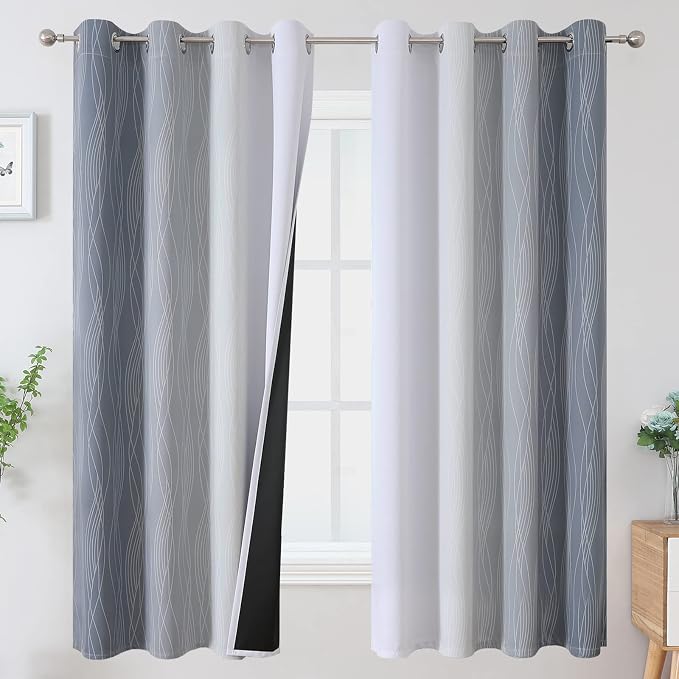 Gray and Greyish White Ombre Blackout Curtains by ESTELARTEXTILER