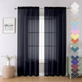 Black Sheer Curtains 84 Inches Long 2 Panels, Solid Voile Light Filtering Airy by Lecloud