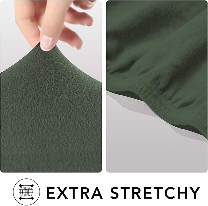 PureFit Stretch Couch Covers for Sofa 4 Seater Slipcovers Grayish Green | - Image 4