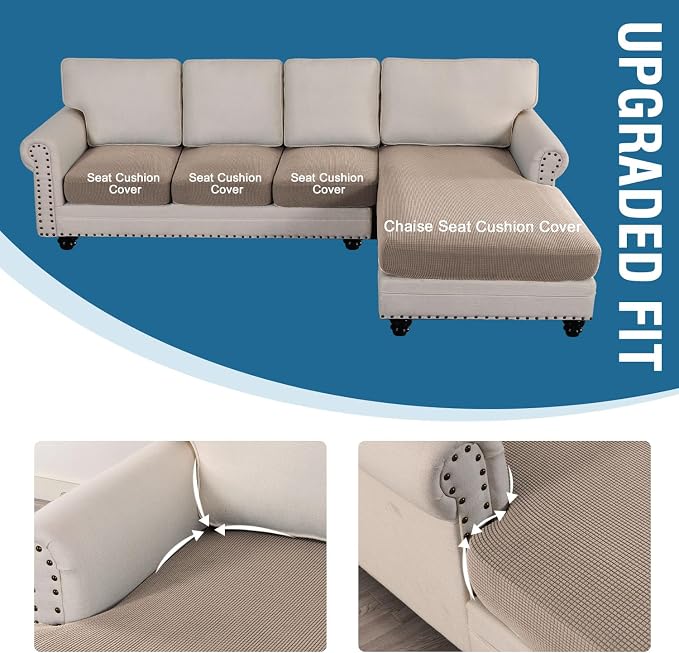 H.VERSAILTEX Sectional Couch Covers 4 Pieces Sofa Seat Cushion Covers L Shape - Image 4