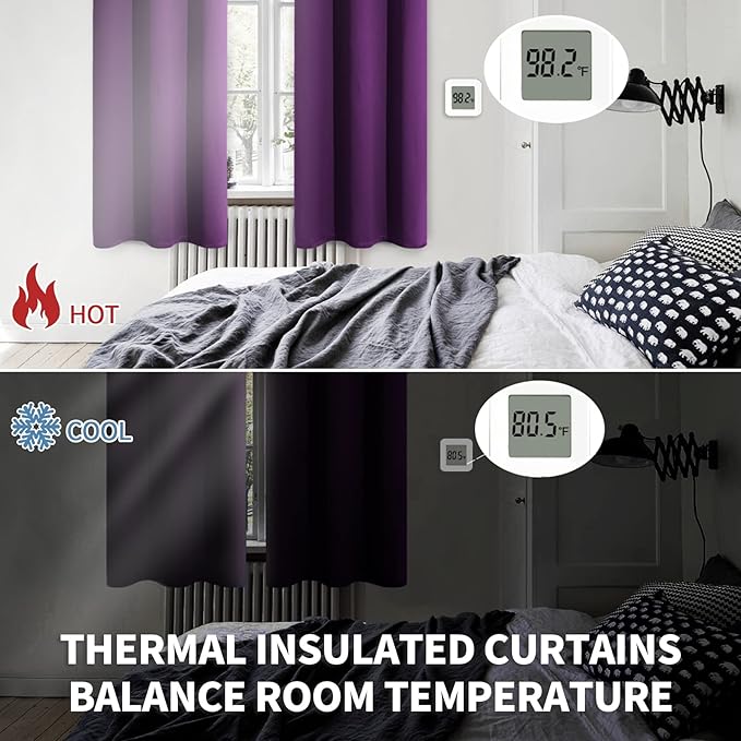 BGment Blackout Curtains - Grommet Thermal Insulated Room Darkening Bedroom and Living Room Curtain, Set of 2 Panels (42 x 72 Inch, Royal Purple)