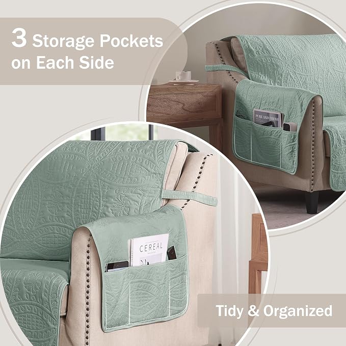 Quilted Recliner Covers, Water-Repellent Recliner Slipcovers, Recliner Covers - Image 4