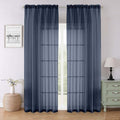 Navy Blue Sheer Curtains 90 Inches Long 2 Pcs, Soft Airy Light Filtering Home by Lecloud