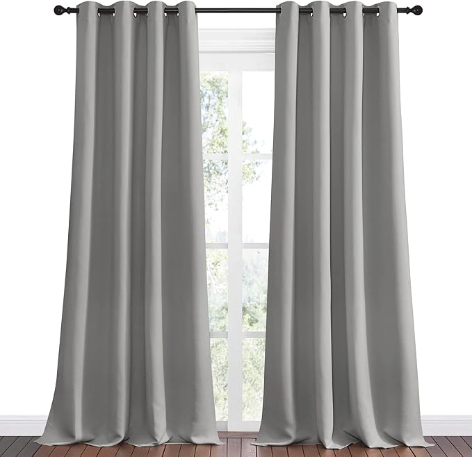 NICETOWN Silver Grey Room Darkening Curtain Panels 102" Long - Image 2