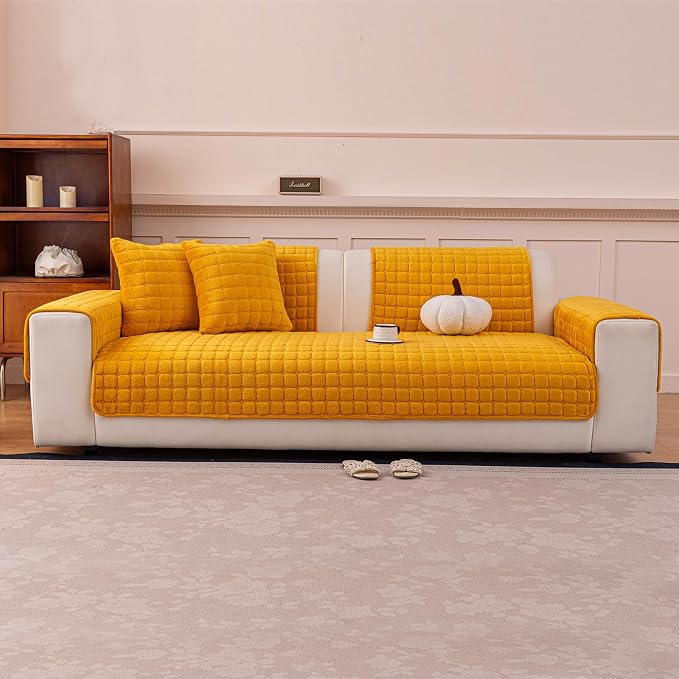 Velvet Couch Cover, Plush Sectional Sofa Cover Washable, Anti Slip Sofa - Image 7
