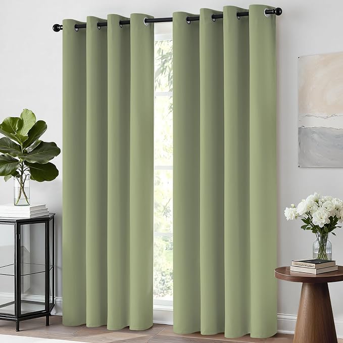 Yakamok Room Darkening Curtains 52x63 inch Length Sage Green-Living Room | 2 - Image 2