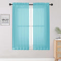Sheer Aqua Curtains for Bedroom Living Room 63 Inch Length 2 Panels Set by OWENIE