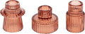 Vixdonos Glass Candlestick Holders Tealight Candle Holders for Table Centerpieces, Wedding Decor and Dinner Party (3 Pcs, Reddish Brown)