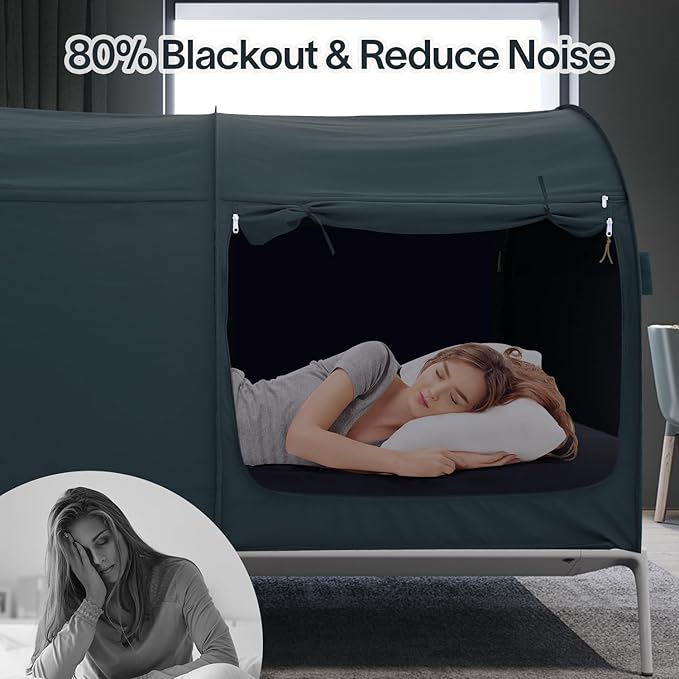 LEEDOR Bed Tent Dream Tents Bed Canopy Shelter Cabin Indoor Privacy Warm Breathable Pop Up Twin/Full/Queen for Kids and Adult Patent Pending(Mattress Not Included)