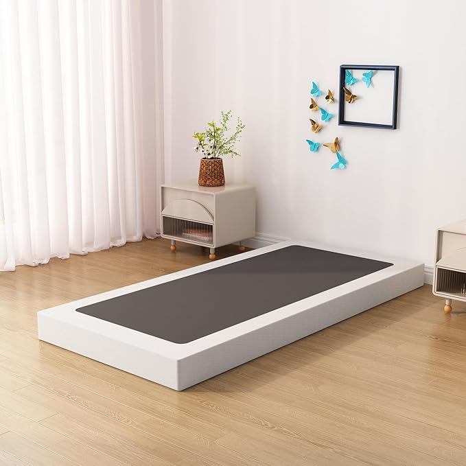 Twin XL Box Spring Bed Base 6 Inch, Low Profile Metal Boxspring XL Twin with Fabric Cover, 2000 Lbs Max Weight Capacity Mattress Foundation, Noise-Free, Easy Assembly
