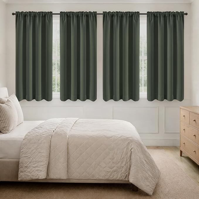 MIULEE Dark Mallard Blackout Curtains 4 Panels Set 72 Inch Length Bedroom | by MIULEE