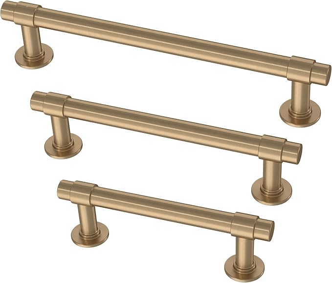 Franklin Brass - Francisco Champagne Bronze Gold Cabinet Handles 4 Inch (4") Hole Center Pulls | Easy Install, Durable Hardware for Kitchen Cabinet Door, Drawers, Dresser Pull, Furniture (10 Pack)
