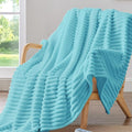 BEDELITE Striped Fleece Throw Blanket, Sky Blue, Soft Cozy, Lightweight Warm by BEDELITE
