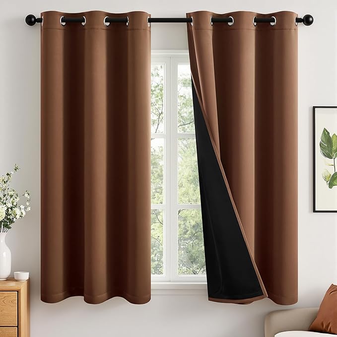 MIULEE 100% Blackout Curtains for Bedroom 40x54 Inch Length Mocha Brown | 2 by MIULEE