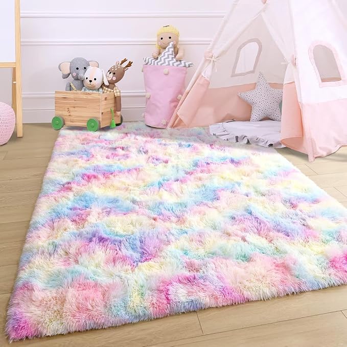 5x7 Rainbow Fluffy Soft Area Rug Non-Slip - Image 3