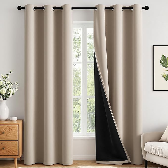 MIULEE Taupe 100% Blackout Curtains by MIULEE