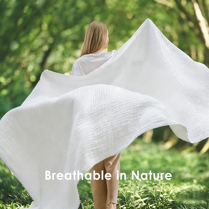 EMME Muslin Blankets for Adults Throw Blanket for Couch Breathable Gauze Soft - Image 7