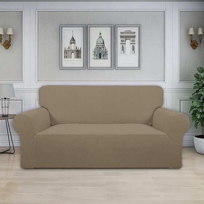 Easy-Going Stretch Oversized Loveseat Couch Covers Washable Natural | 1-Piece - Image 2