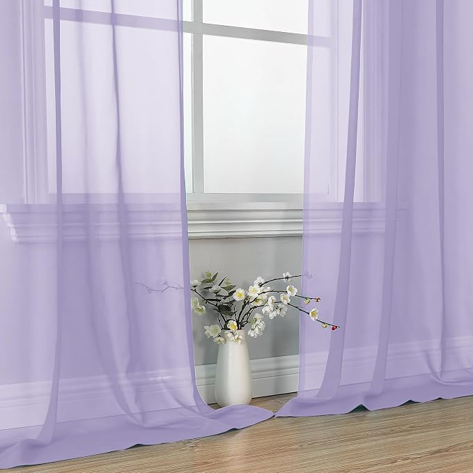 Lavender Sheer Curtains 84 Inches Long 2 Panels - Image 6