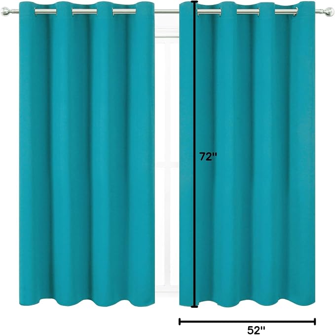 Turquoise Thermal Blackout Curtains/52 x 72 Inch/Set of 2 Panels Room Darkening - Image 10