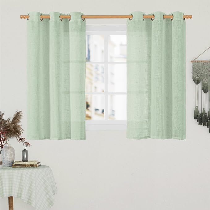 Short Linen Curtains 40 Inch Length by LAMIT