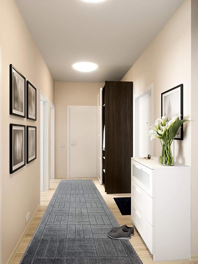 27 Ft Charcoal Extra Long Hallway Runner Rug, Non Slip Washable | Indoor Soft - Image 2