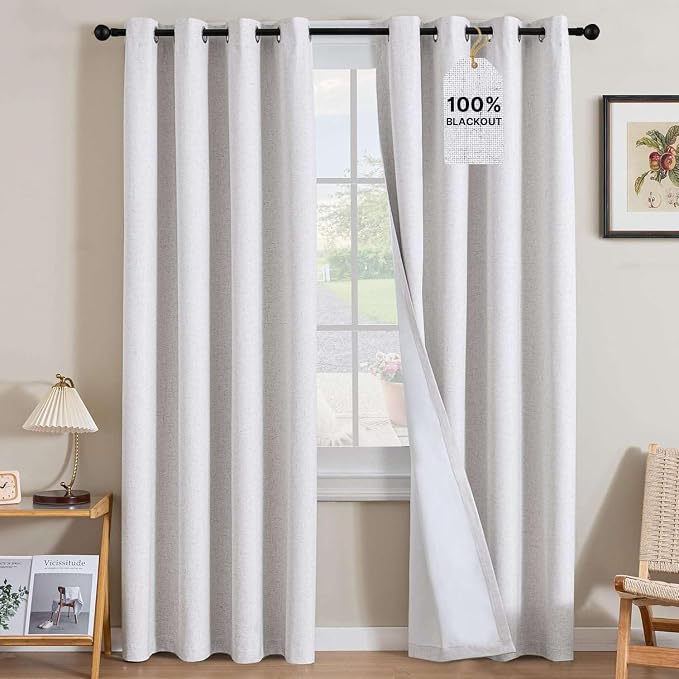 H.VERSAILTEX Linen Curtains 100% Blackout Curtains by HVERSAILTEX