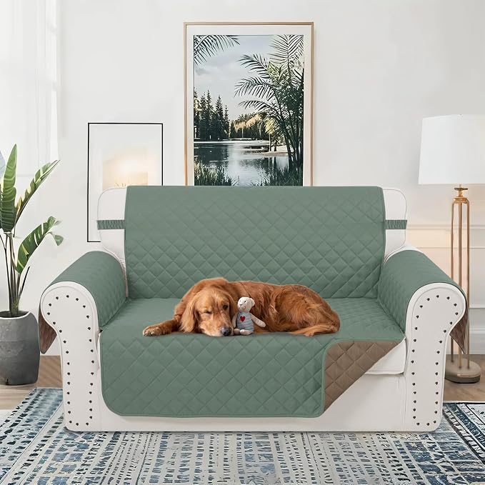 Reversible 45" Small Loveseat Sofa Covers, Friendly Furniture Protector - Image 2
