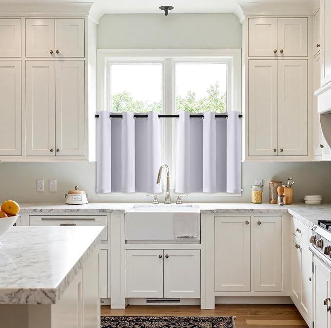MIULEE Blackout Curtains for Bedroom 2 Panels 40x36 Inch Long Greyish White | - Image 2