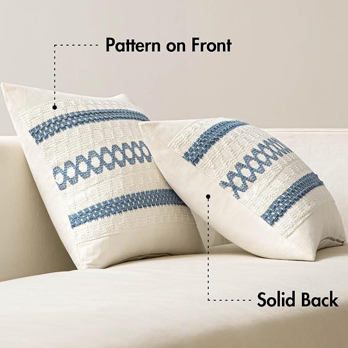 MIULEE Set of 2 Coastal Blue Boho Decorative Pillow Covers 20x20 Inch | - Image 6