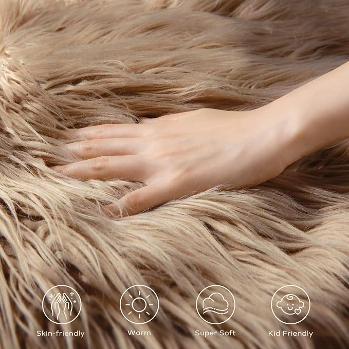 Ashler Faux Fur Rug, 2 x 6 Feet, Machine Washable | Fluffy Shaggy Rug, Ultra - Image 5