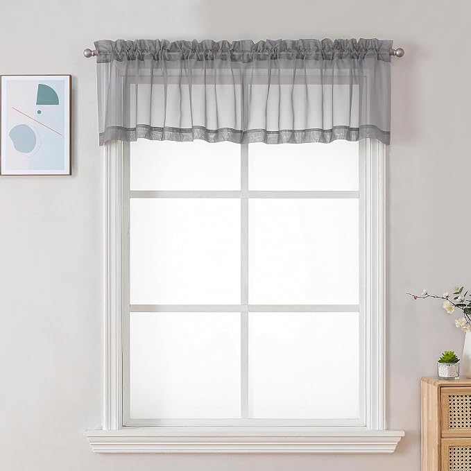 Chyhomenyc Charcoal Grey Sheer Valance by Chyhomenyc