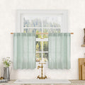 Short Linen Window Curtains 30 Inches Long 2 Panels 34 x 30 Inch | Light Sage by LAMIT