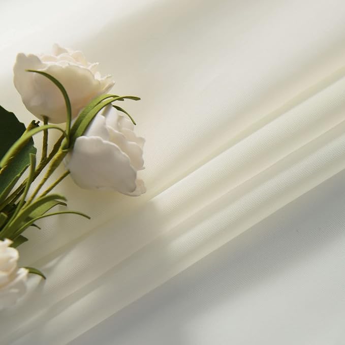 SpaceDresser Basic Rod Pocket Sheer Voile Window Curtain Panels Ivory 1 Pair 2 - Image 5