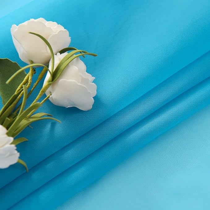 SpaceDresser Basic Rod Pocket Sheer Voile Window Curtain Panels Cyan Blue 1 - Image 5