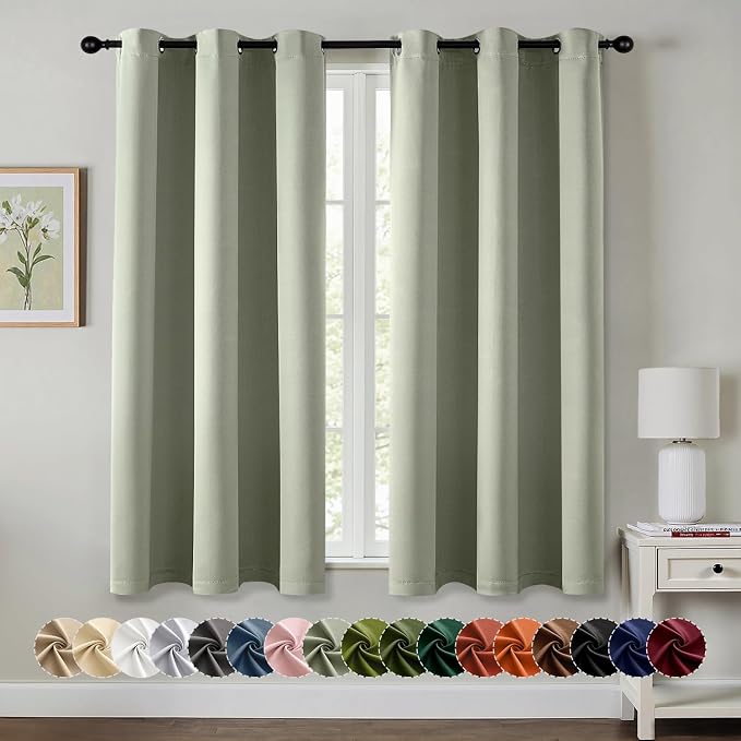 MIULEE Blackout Curtains for Bedroom 2 Panels 40 x 48 Inch Long Sage Green | by MIULEE