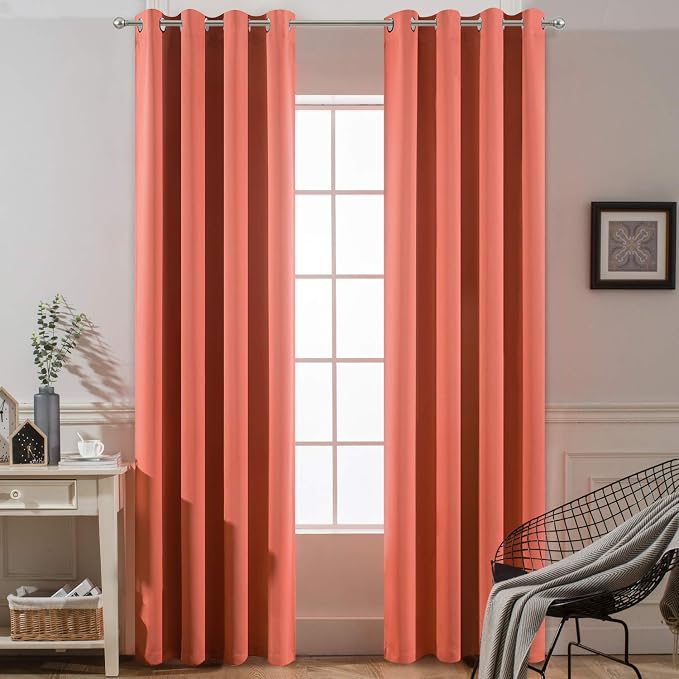 Yakamok Room Darkening Curtains 52x96 inch Length Coral Orange-Living Room | 2 by Yakamok