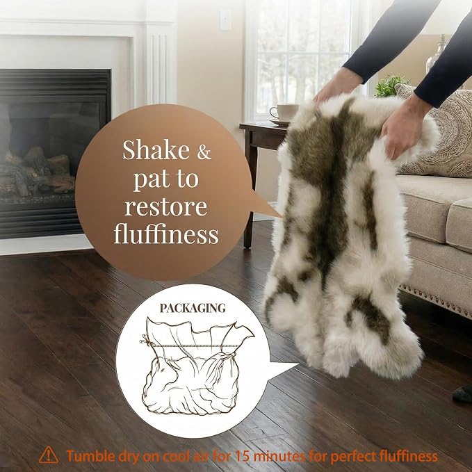 Reindeer Pattern Faux Fur Area Rug, 3.6'x3.0' Plush Machine Washable Runner - Image 6
