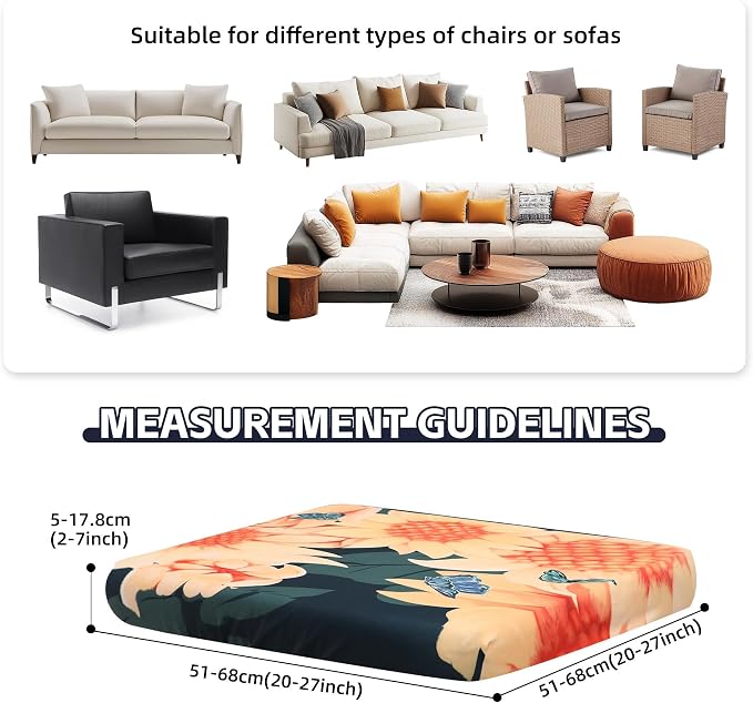 8Pcs Patio Cushion Covers, Outdoor Stretch Cushion Covers, Washable | Stretch - Image 2