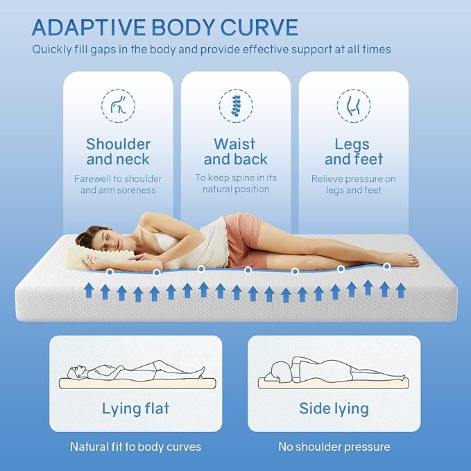 PayLessHere 6 inch Memory Foam Mattress Cooling Gel Green Tea Infused Mattress,Fiberglass Free,CertiPUR-US Certified,Cooler Sleep Supportive & Pressure Relief,White California King